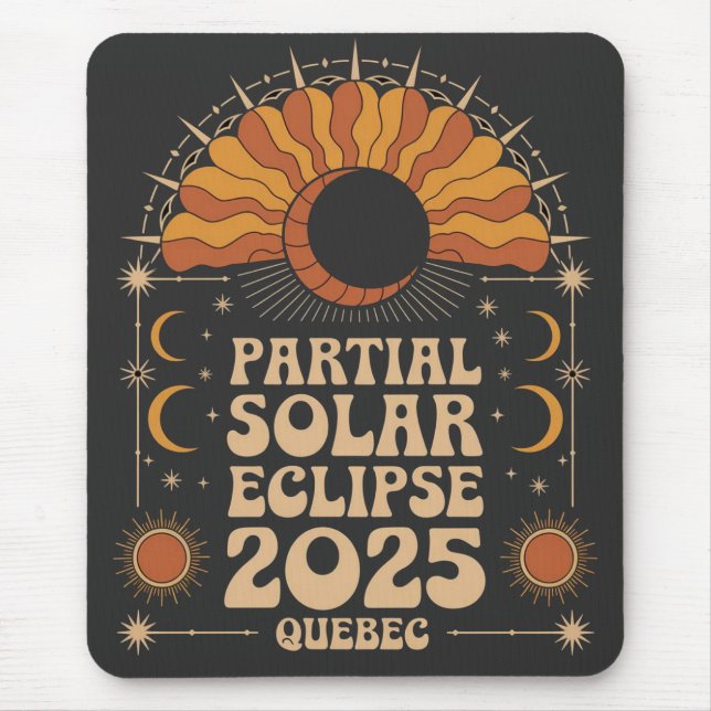 Alfombrilla De Ratón Eclipse solar parcial 2025 Quebec Canadá (Frente)