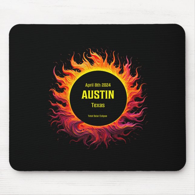Alfombrilla De Ratón Eclipse solar total 2024 Austin Texas (Frente)