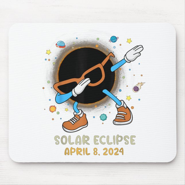 Alfombrilla De Ratón Eclipse Solar Total 2024 Dabbing Gracioso Para Niñ (Frente)