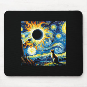 Alfombrilla De Ratón Eclipse Solar Total 2024 Gato Starry De Van Gogh