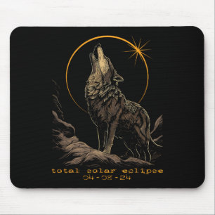Alfombrilla De Ratón Eclipse solar total 8 de abril de lobo