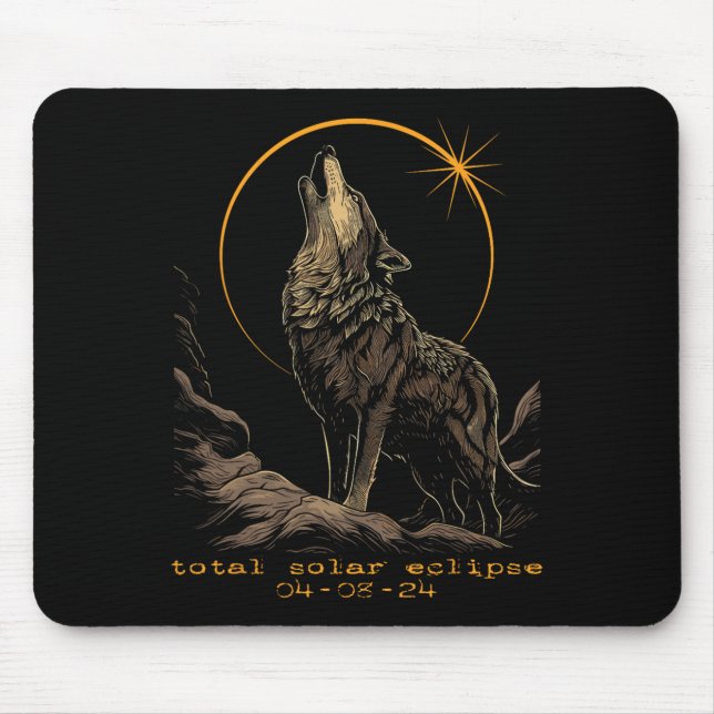 Alfombrilla De Ratón Eclipse solar total 8 de abril de lobo (Frente)