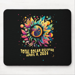 Alfombrilla De Ratón Eclipse solar total abril 2024 Arte pop hippie