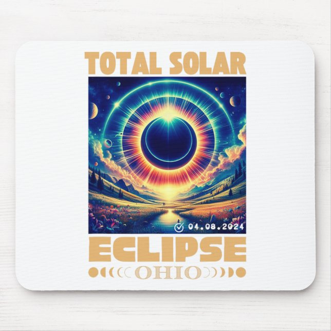 Alfombrilla De Ratón Eclipse solar total de Ohio 8 de abril de 2024 Ohi (Frente)