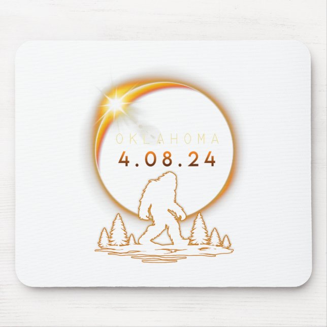 Alfombrilla De Ratón Eclipse Solar Total De Oklahoma 2024 Bigfoot Ec (Frente)