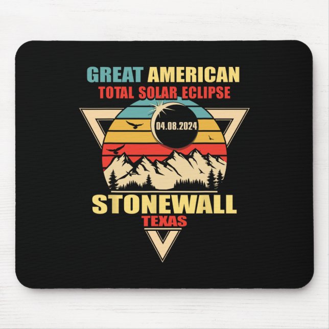 Alfombrilla De Ratón Eclipse solar total de Stonewall Texas 2024 (Frente)