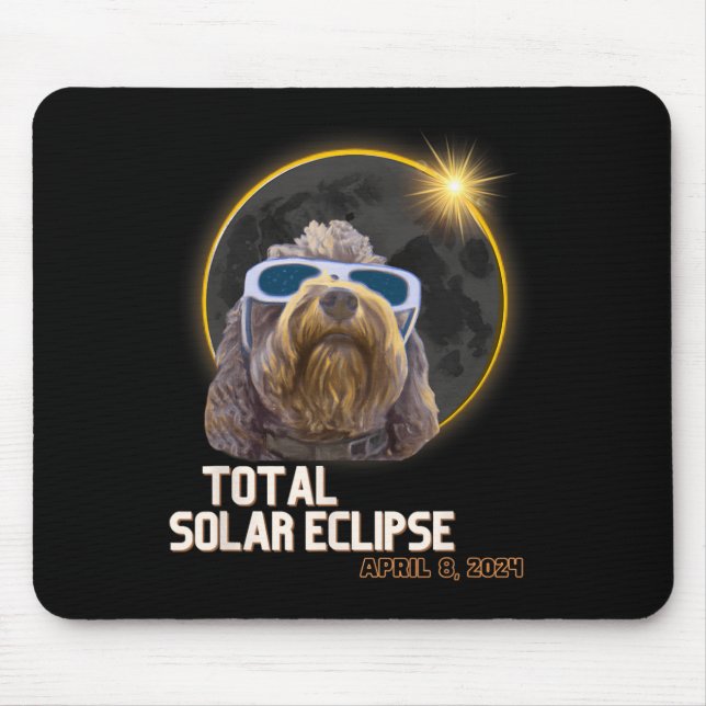 Alfombrilla De Ratón Eclipse solar total Goldendoodle con Eclipse G (Frente)
