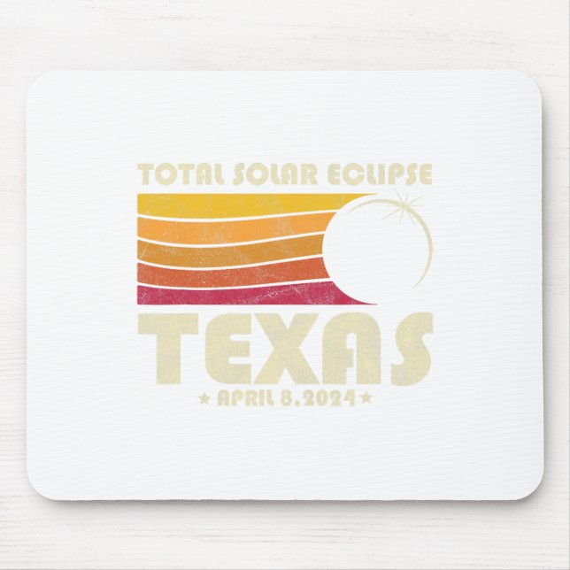 Alfombrilla De Ratón Eclipse solar total retro 2024 Texas (Frente)