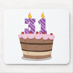 Alfombrilla De Ratón Edad 31 en el pastel de cumpleaños