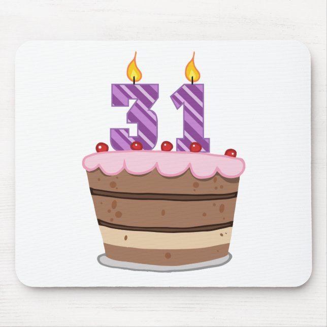 Alfombrilla De Ratón Edad 31 en el pastel de cumpleaños (Frente)