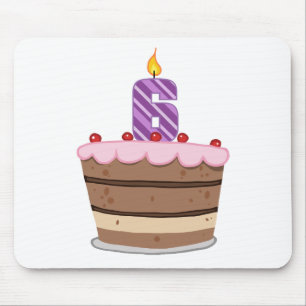 Alfombrilla De Ratón Edad 6 en el pastel de cumpleaños