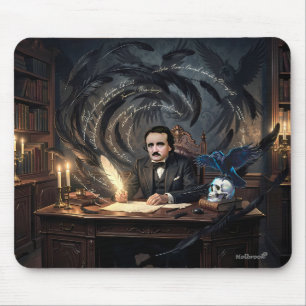 Alfombrilla De Ratón Edgar A. Poe Componiendo El Cuervo En Sueños Gótic