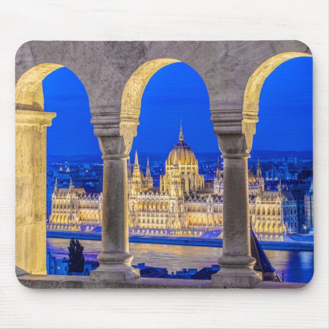 Alfombrilla De Ratón Edificio del Parlamento húngaro al anochecer (Frente)