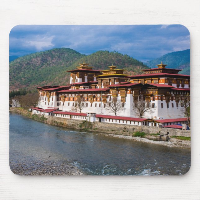 Alfombrilla De Ratón Edificio Dzong junto al río (Frente)
