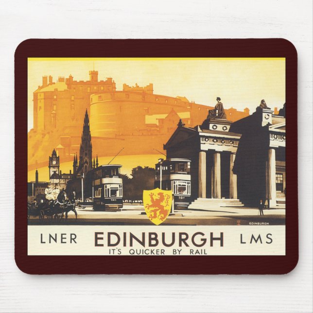 Alfombrilla De Ratón Edimburgo vía LNER Rail Poster (Frente)