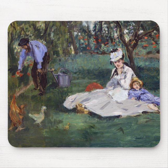 Alfombrilla De Ratón Edouard Manet - La familia Monet en su jardín (Frente)