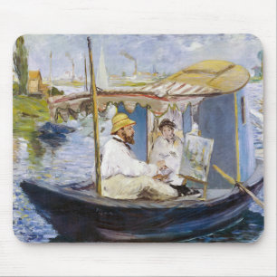 Alfombrilla De Ratón Edouard Manet - Monet en su barco estudio