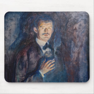 Alfombrilla De Ratón Edvard Munch - autorretrato con cigarrillo