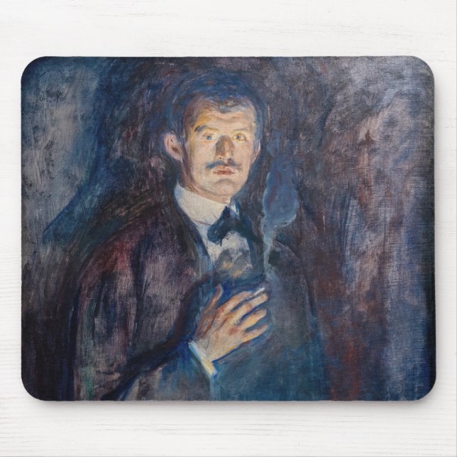 Alfombrilla De Ratón Edvard Munch - autorretrato con cigarrillo (Frente)