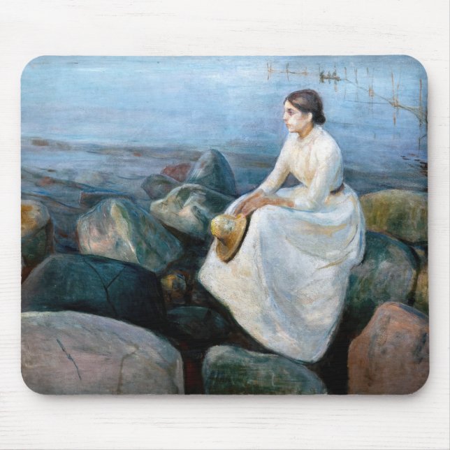 Alfombrilla De Ratón Edvard Munch - Noche de verano, Inger en la playa (Frente)