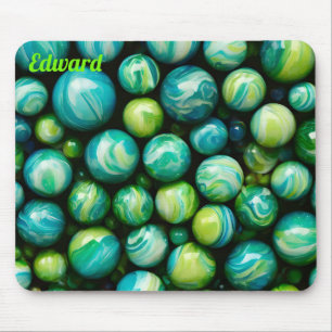 Alfombrilla De Ratón EDWARD ~ Zany Shades Green y Blue ~ Marbles ~ ~