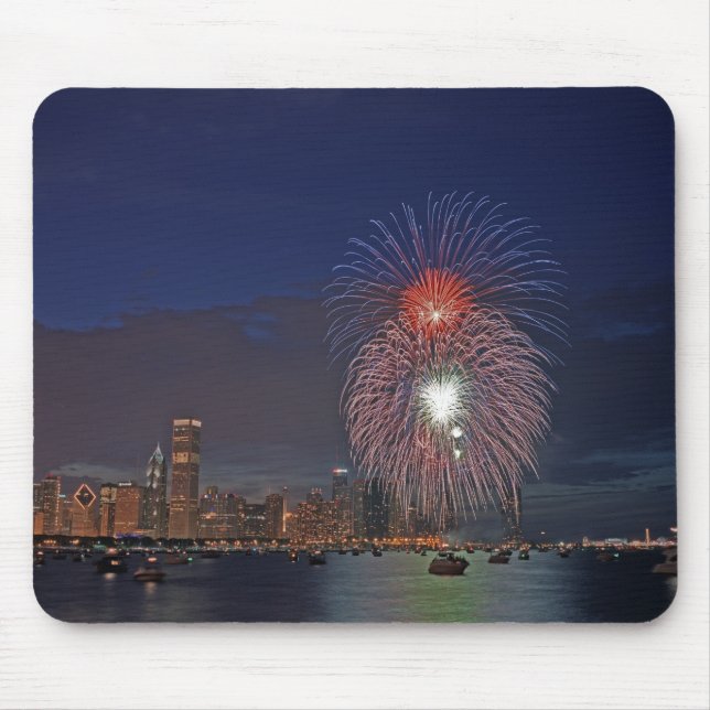 Alfombrilla De Ratón EE. UU., Illinois, Chicago, fuegos artificiales de (Frente)