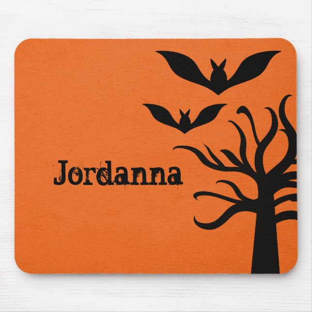Alfombrilla De Ratón Eerie Bats Halloween Mousepad, Naranja (Frente)