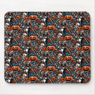 Alfombrilla De Ratón Eerie Cat Skulls Halloween