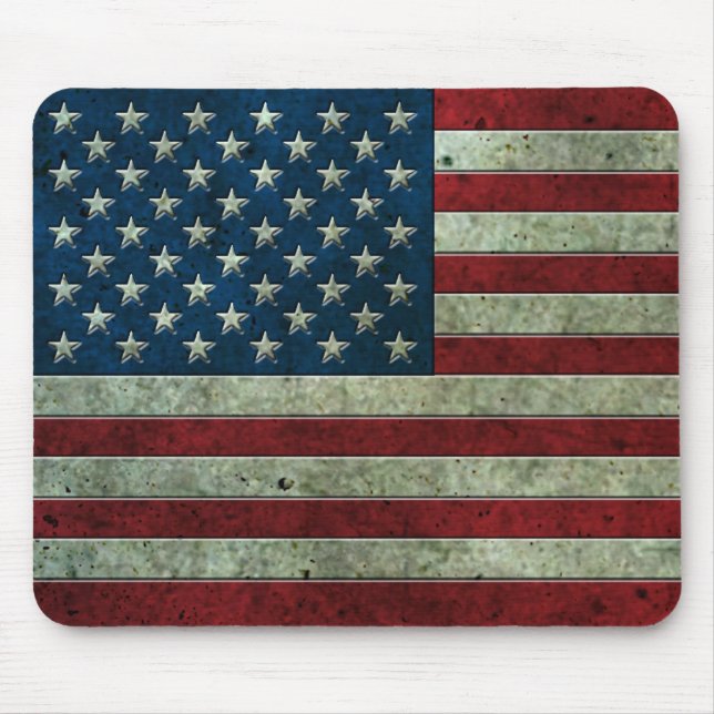 Alfombrilla De Ratón Efecto de acero envejecido de la bandera americana (Frente)