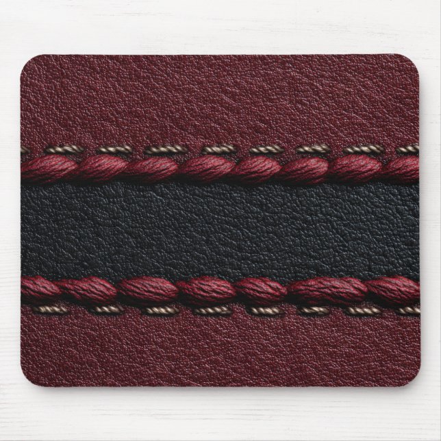Alfombrilla De Ratón Efecto de cuero negro y rojo (Frente)