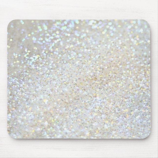 Alfombrilla De Ratón efecto falso purpurina blanco (Frente)