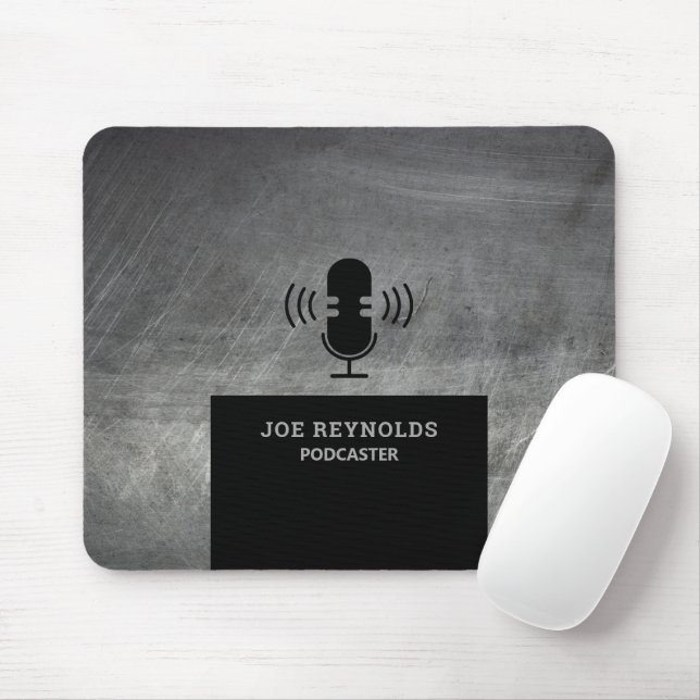 Alfombrilla De Ratón Efecto Metalizado cratado, Podcaster, Podcast (Con ratón)