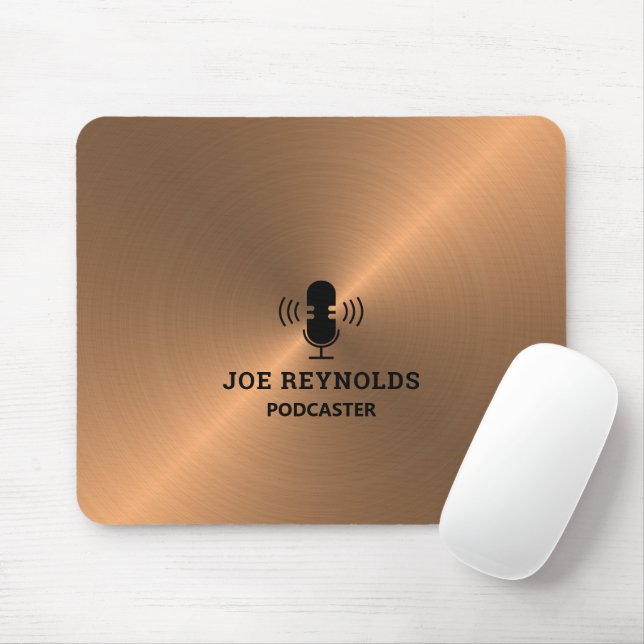 Alfombrilla De Ratón Efecto Metalizado de oro Rosa, Podcaster, Podcast (Con ratón)