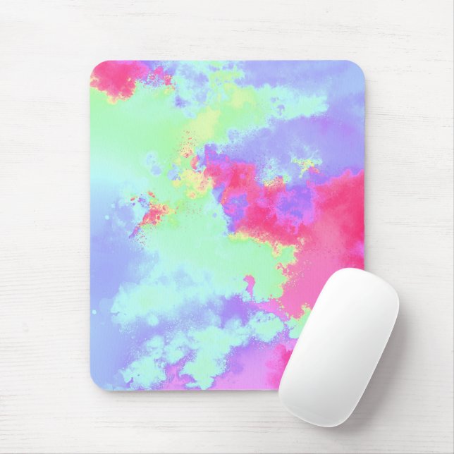Alfombrilla De Ratón Efecto salpicador de pintura arcoiris Verde rosado (Con ratón)