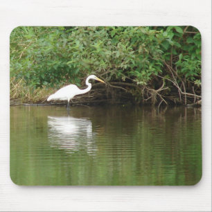 Alfombrilla De Ratón Egret blanco