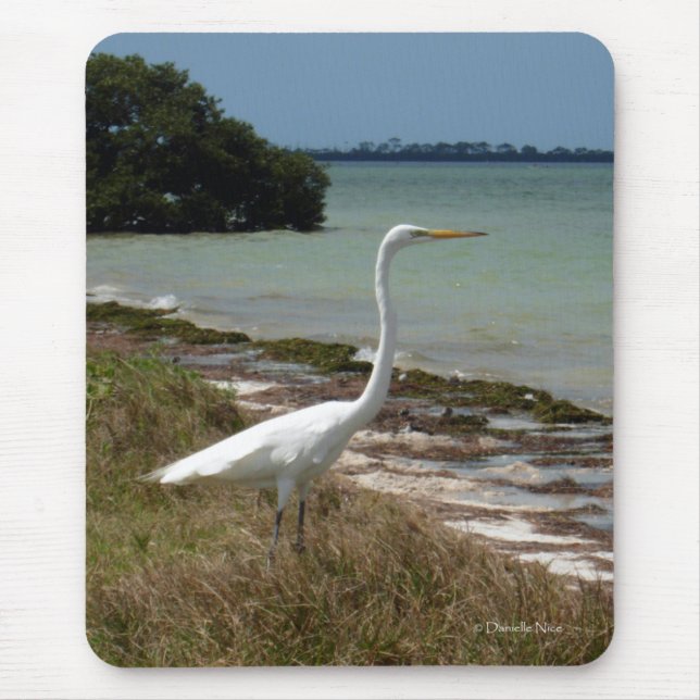 Alfombrilla De Ratón Egret blanco 2 Mousepad (Frente)