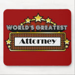 Alfombrilla De Ratón El abogado más grande del mundo<br><div class="desc">El camisetas, la ropa y los regalos más grandes del abogado del mundo son regalos ideales del reconocimiento del trabajo del empleo además de los regalos para todas las ocasiones. Este diseño único de la carpa muestra el empleo y la profesión rodeados por las luces de neón y las estrellas....</div>