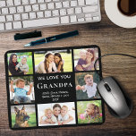 Alfombrilla De Ratón El abuelo te ama Collage de fotos negro<br><div class="desc">Dale al mejor abuelo una almohadilla para ratón multifoto personalizado que disfrutará todo el año. Puedes personalizar con ocho fotos de nietos, niños, otros miembros de la familia, mascotas, etc., personalizar la expresión "Te queremos abuelo" a "Te amo" y si se llama "Gran papá", "Poppop", "Abuelo", etc., y agregar los...</div>