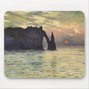 Alfombrilla De Ratón El acantilado de Etretat, puesta de sol por Claude