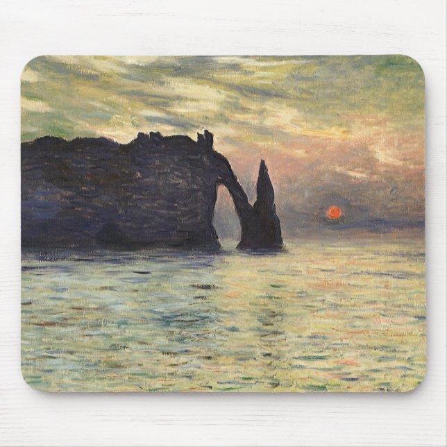 Alfombrilla De Ratón El acantilado Etretat, el atardecer de Claude Mone (Frente)