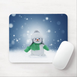 Alfombrilla De Ratón El adorable personaje de muñeco de nieve de Navida