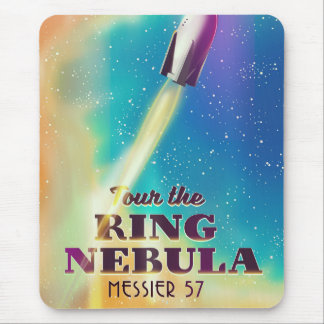 Alfombrilla De Ratón El afiche de viaje espacial del Ring Nebula (Messi