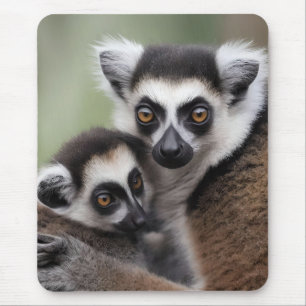 Alfombrilla De Ratón **"El amor de una madre: Mami y bebé Lemur Cudling