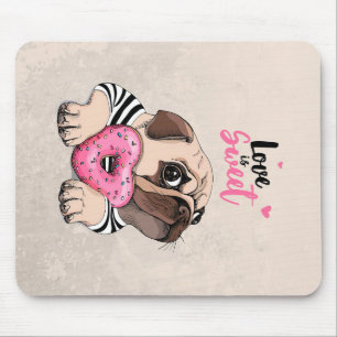 Alfombrilla De Ratón El amor del perro de pug es un regalo dulce, la id