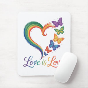 Alfombrilla De Ratón El amor es amor LGBT Mariposa Corazón Arcoíris