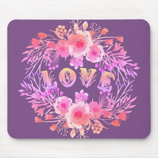 Alfombrilla De Ratón El amor morado en las flores acuáticas (Frente)