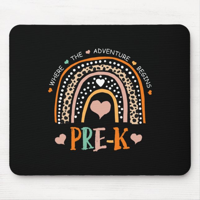 Alfombrilla De Ratón El arcoiris leopardo pre K donde comienza la avent (Frente)