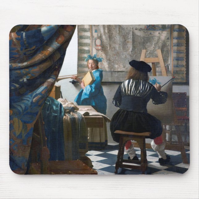 Alfombrilla De Ratón El arte de la pintura, Johannes Vermeer, 1666-1667 (Frente)