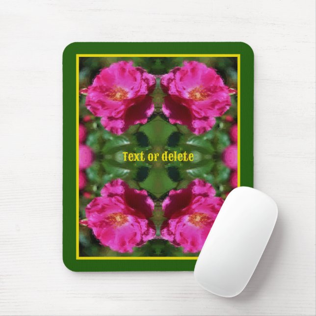 Alfombrilla De Ratón El arte de las flores de pintura rosa personalizad (Con ratón)