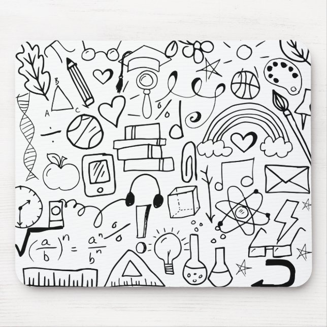 Alfombrilla De Ratón El arte del Doodle vuelve a la escuela Mousepad bl (Frente)